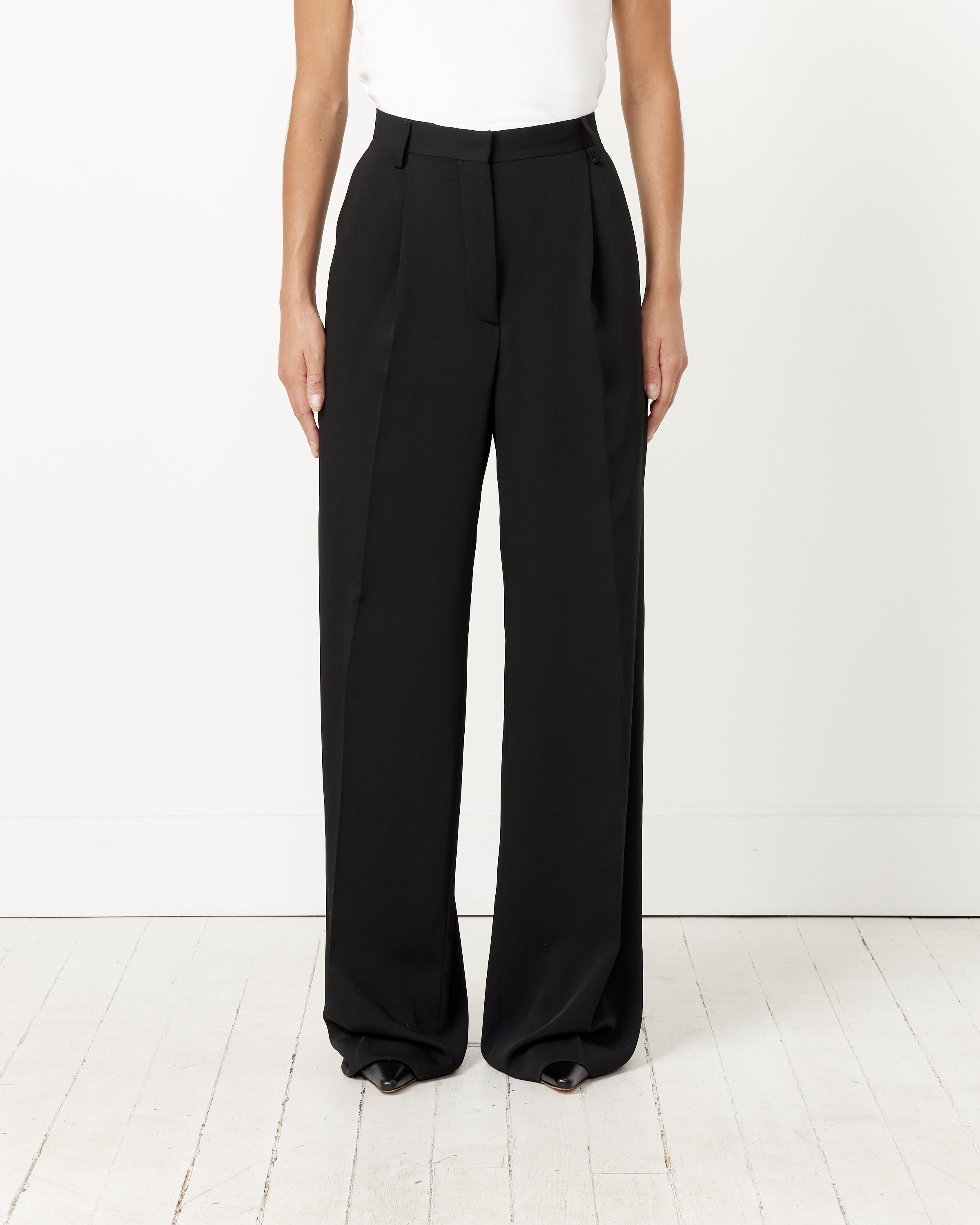 Pleated Wide-Leg Pant