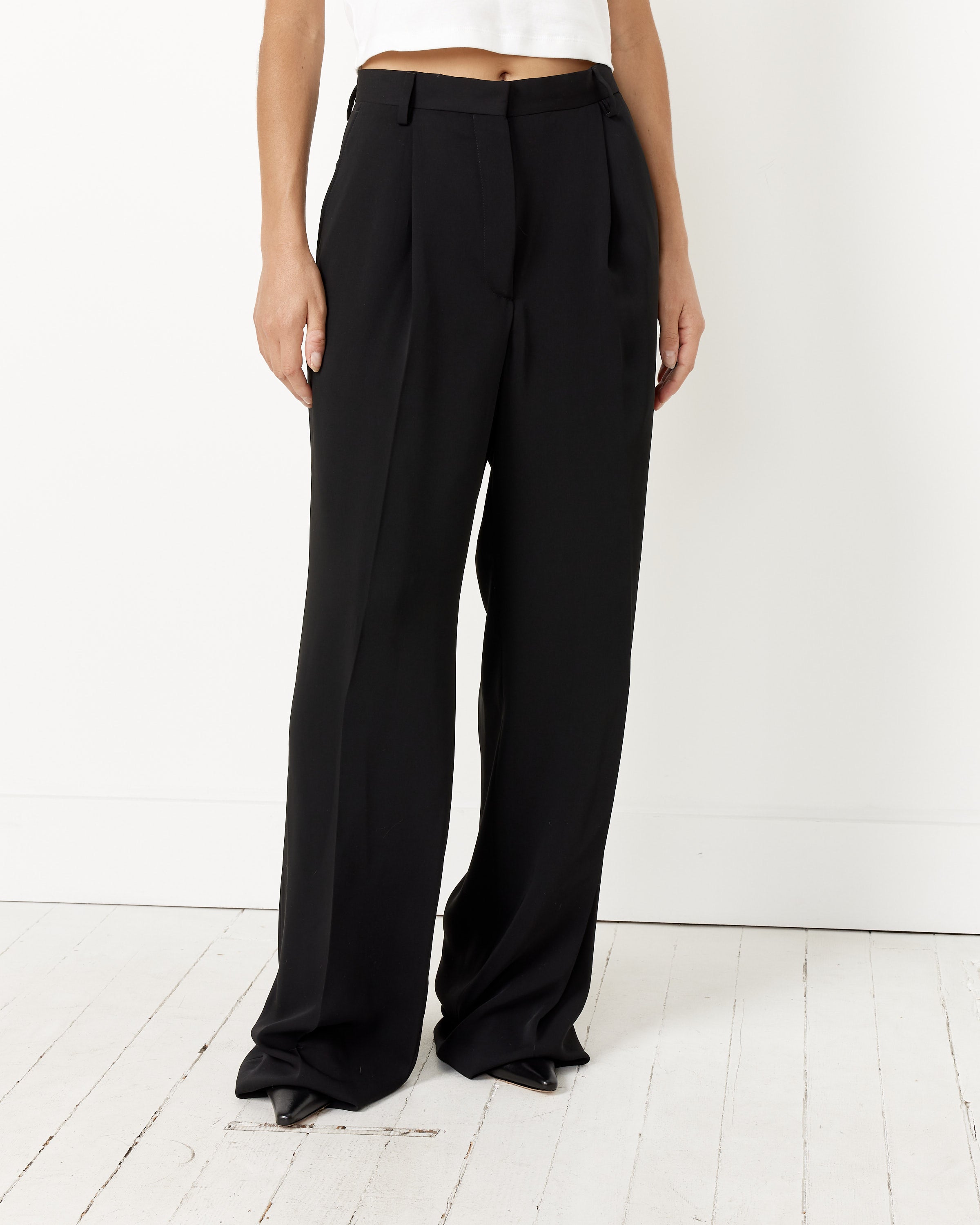 Pleated Wide-Leg Pant