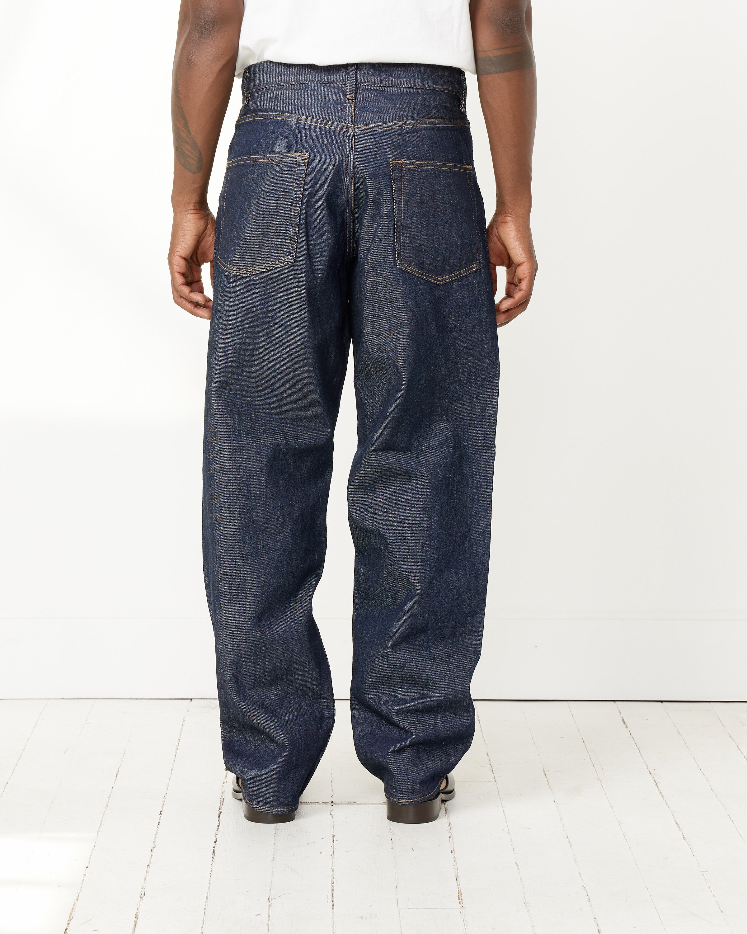 Hard Twisted Denim Wide Pant in Indigo in Mocha Brown in Hard Twisted Denim  Wide Pant - Indigo / 32 (252947)