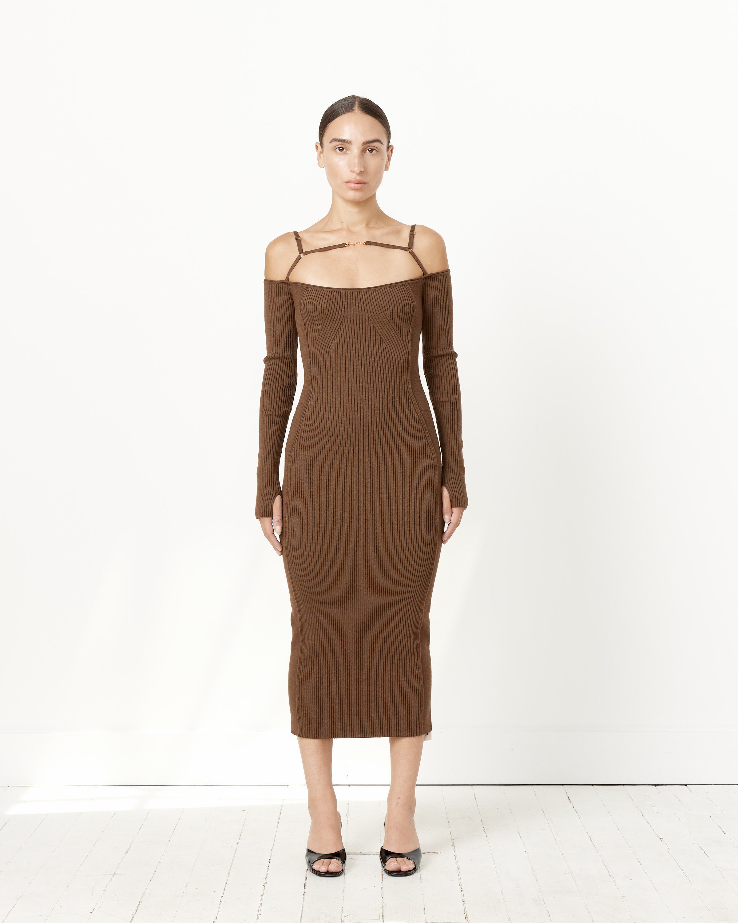 LA ROBE SIERRA VISCOSE AND LINEN MIDI DRESS
