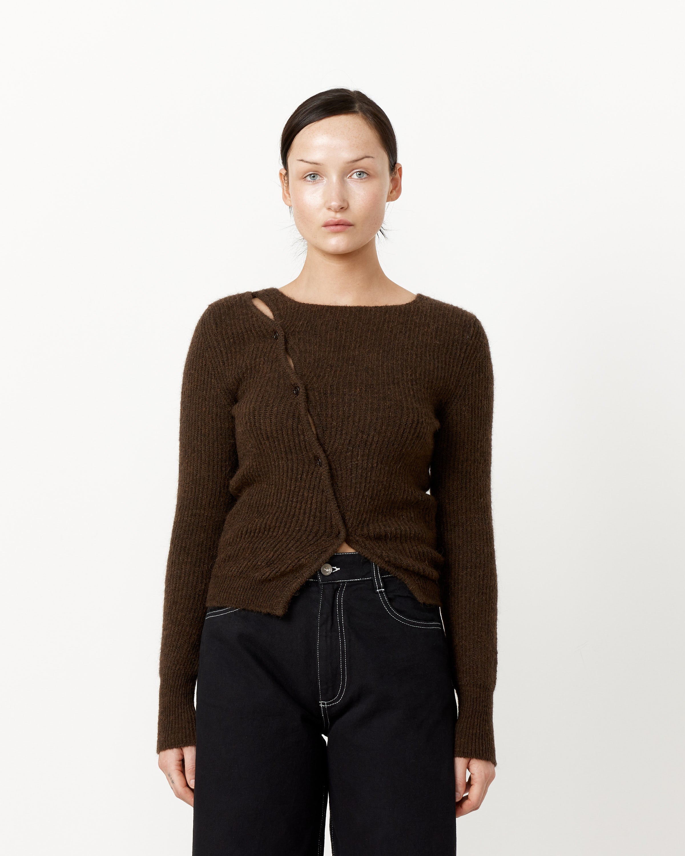 Jacquemus Pau asymmetric knitted cardigan - Brown