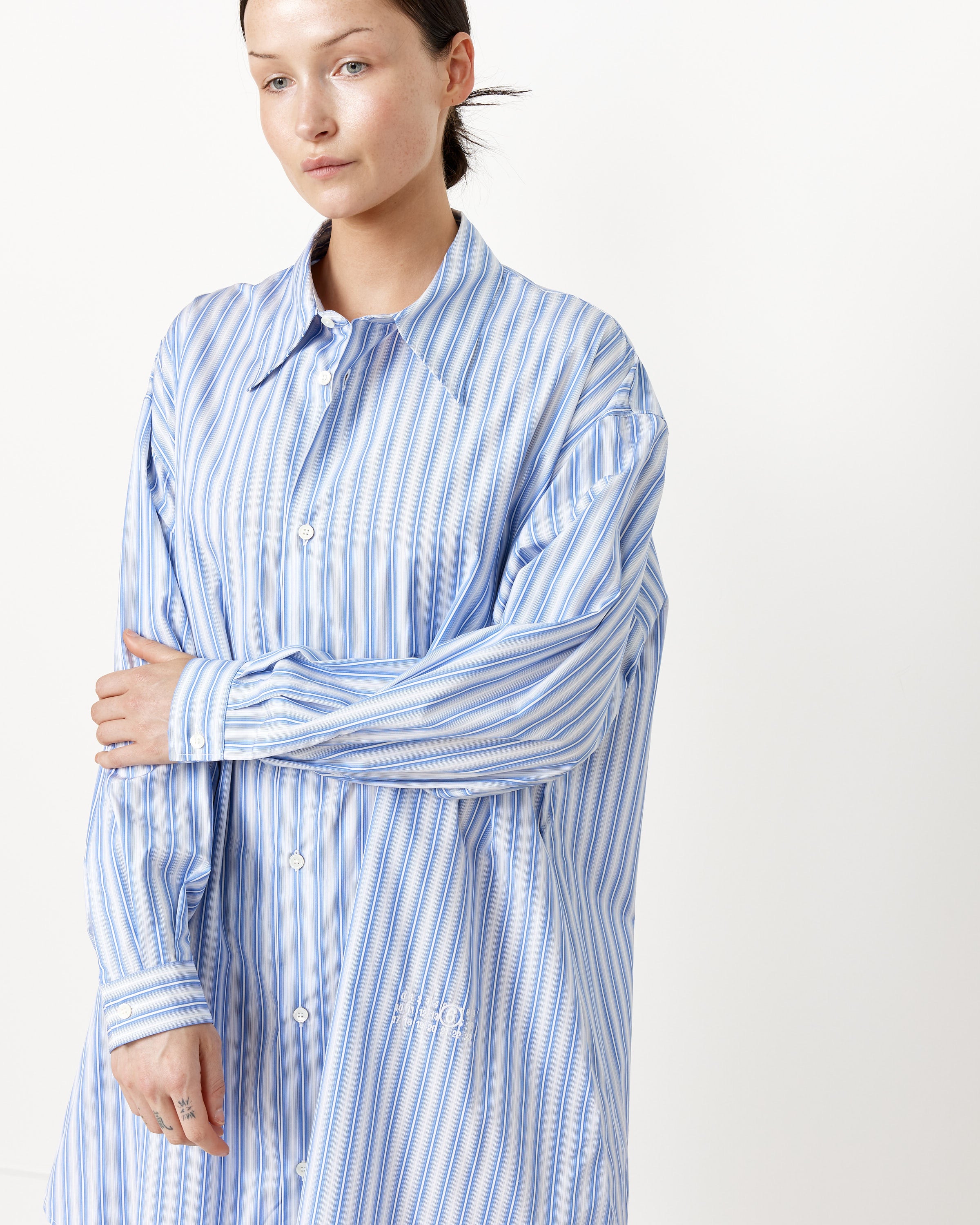 mm6 shirt dress MM6 by Maison Margiela Women's Poplin Shirt Dress - Blue