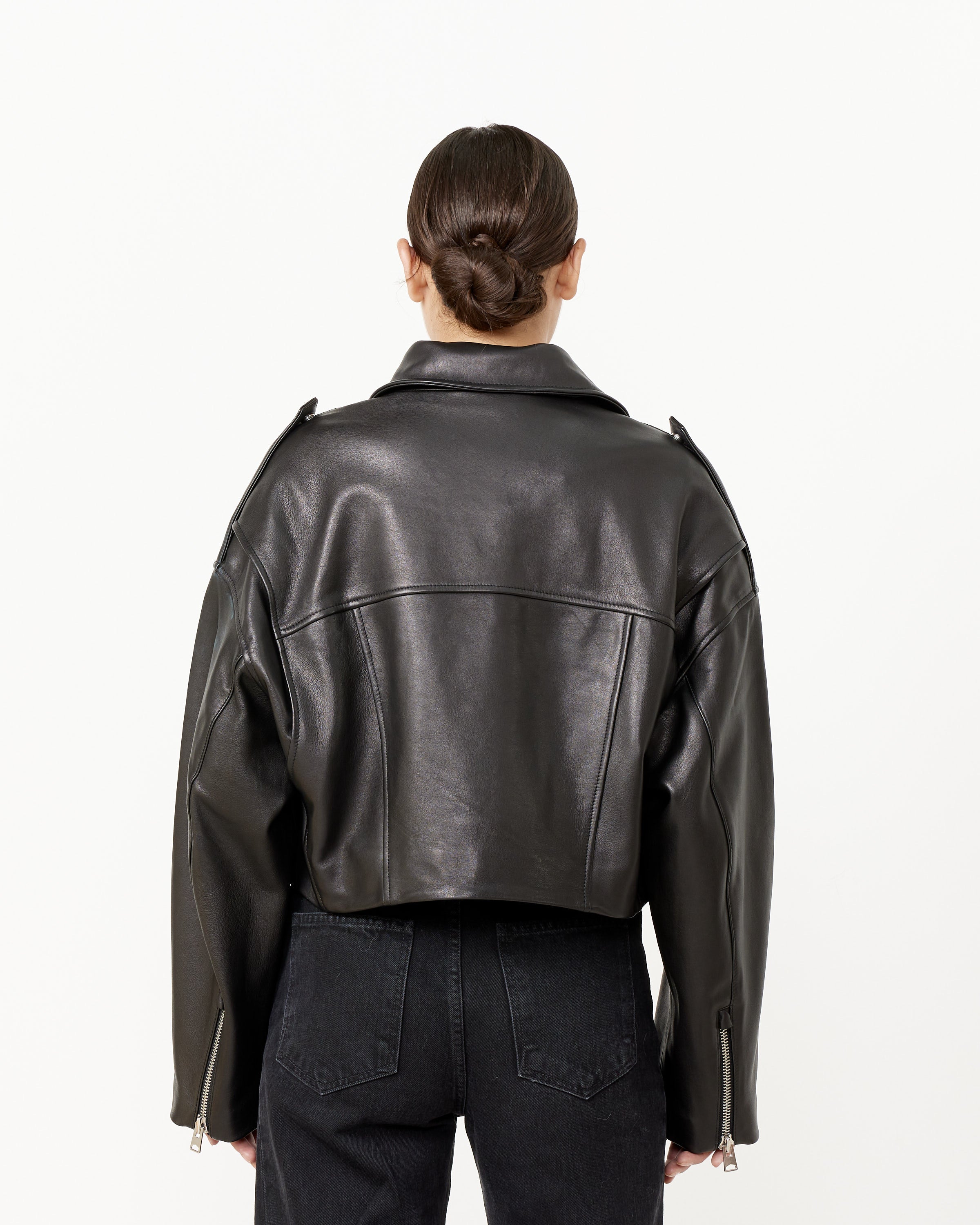 Remi Cropped Leather Biker