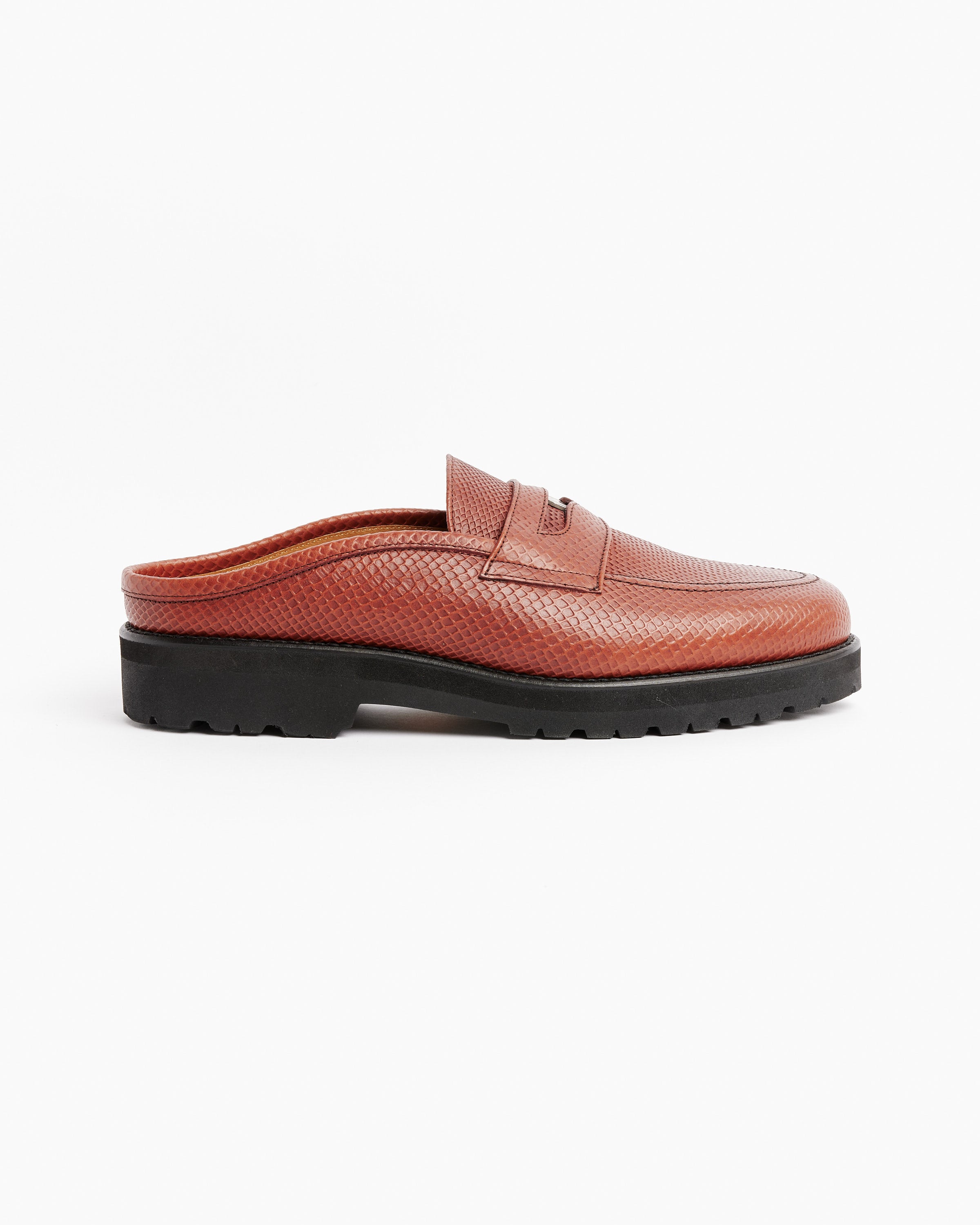 Coin Loafer Mule in Brown